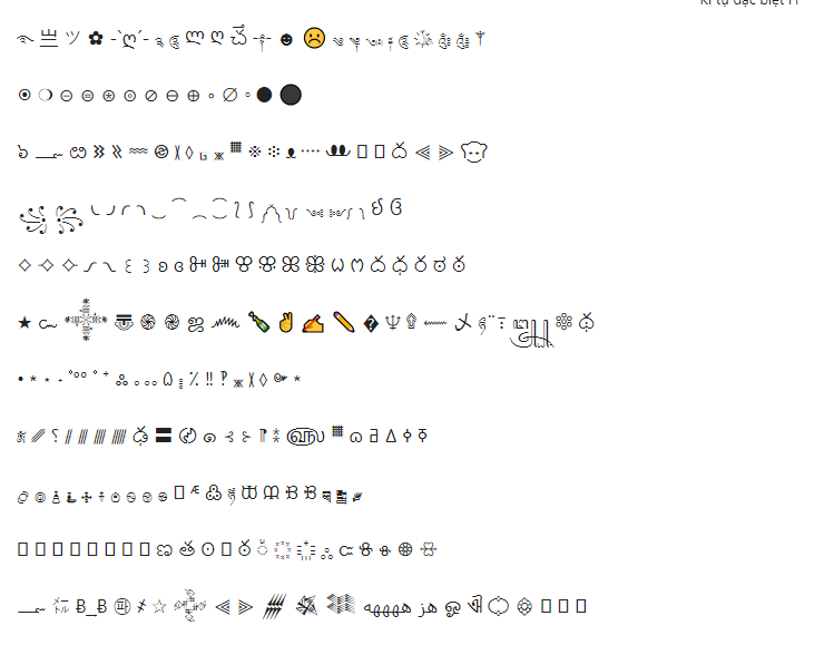 Tên kí tự đặc biệt độc đáo trên các nền tảng