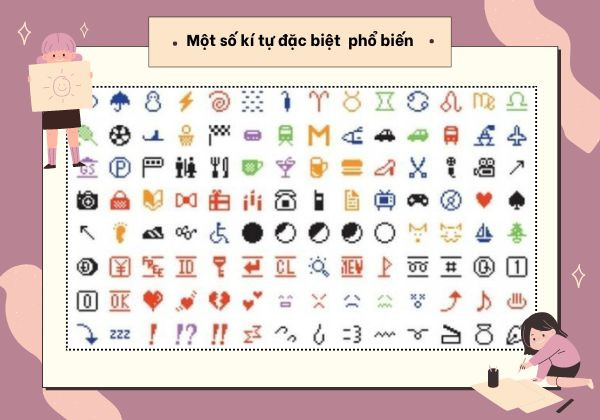 Các kí tự đặc biệt dạng hình ảnh và chữ số được sử dụng phổ biến