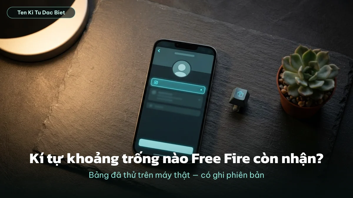 Màn hình đổi tên Free Fire và kí tự khoảng trống dùng được
