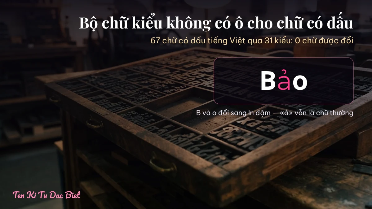 Tên Bảo đổi sang chữ in đậm: chữ ả có dấu vẫn giữ nét thường vì bộ chữ kiểu không có chữ có dấu