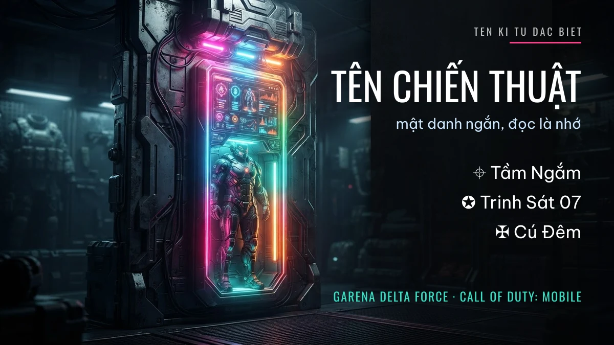 Tủ trang bị phát sáng neon và các mẫu tên chiến thuật Tầm Ngắm, Trinh Sát 07, Cú Đêm