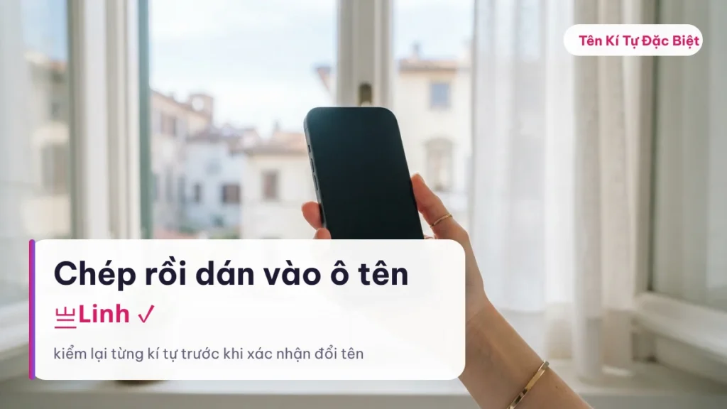 Dán tên kí tự đặc biệt vào ô đổi tên trong game trên điện thoại